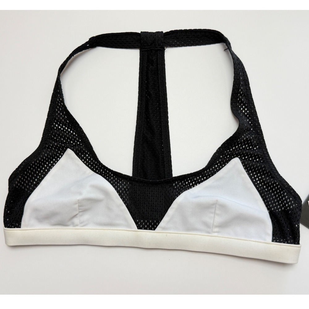 Rip Curl Mirage Ultimate Tri Bikini Top Black White Mesh Racerback Small NEW